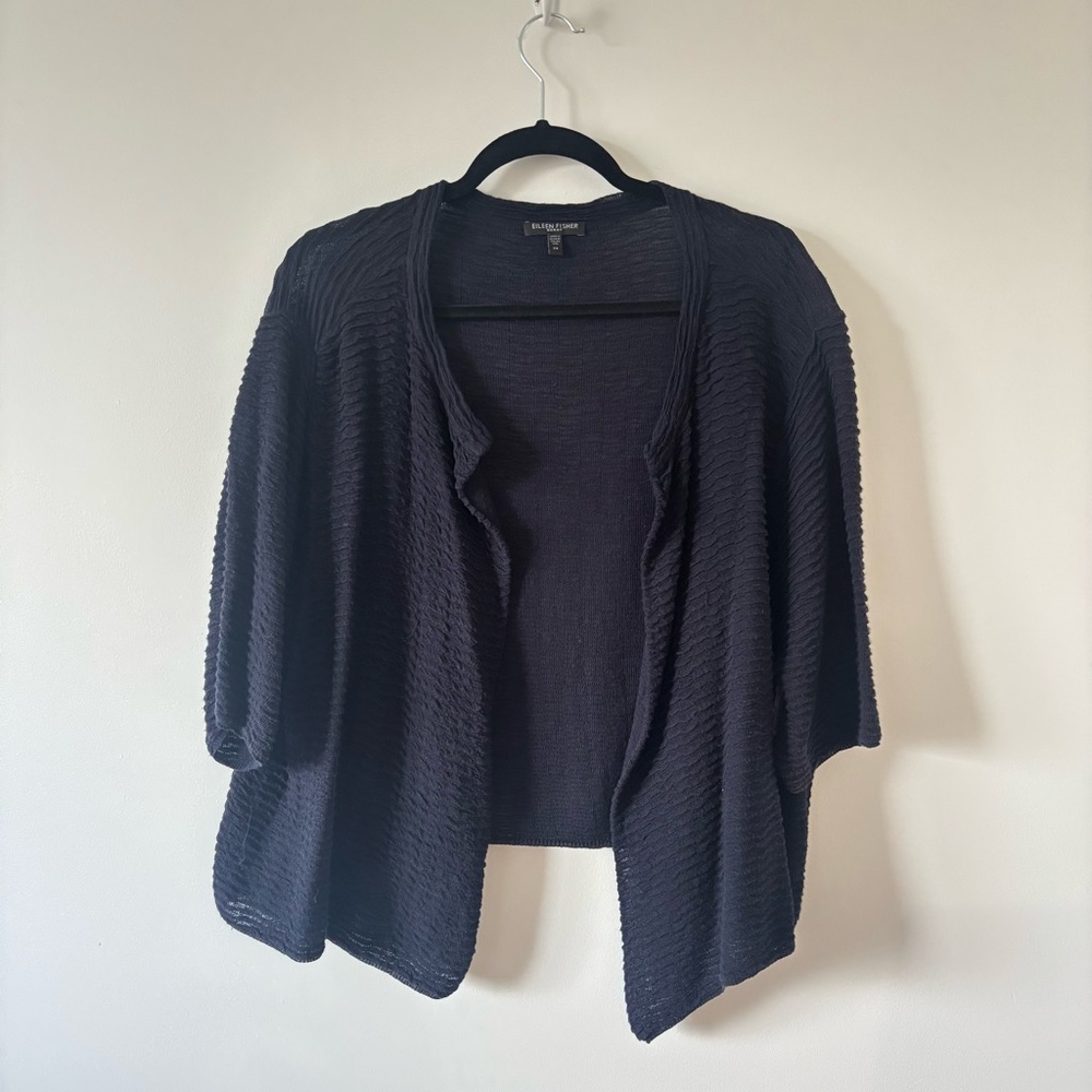 Eileen Fisher Knit Open Cardigan Navy 2X